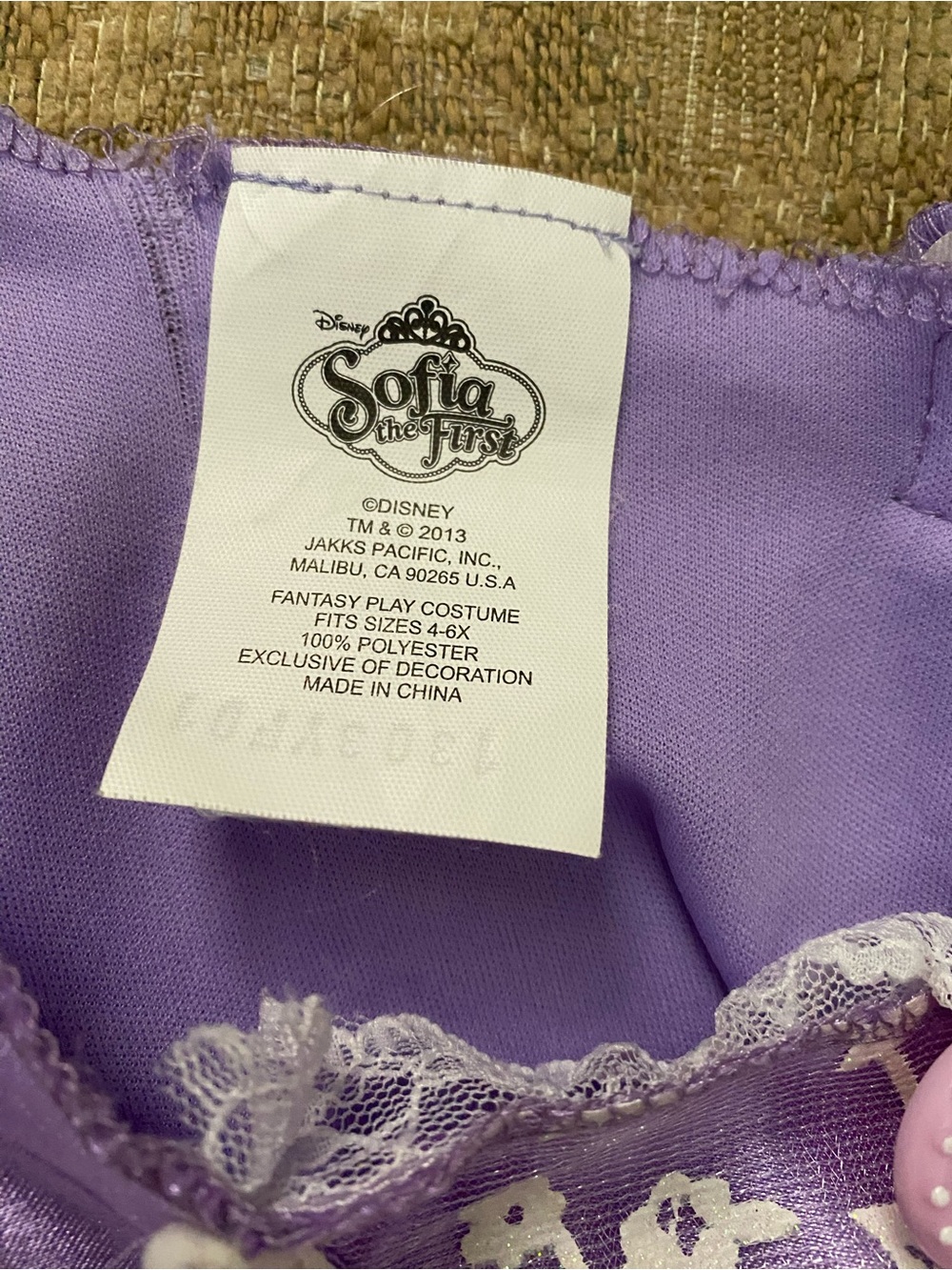 Disney Purple Sofia the First Dress-Up Dress and Headband Size4-6x - Picture 9 of 13